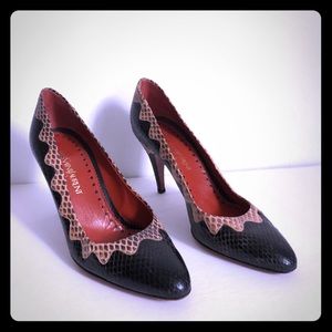 Yves St Laurent snake skin red bottom pump